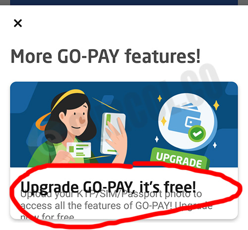 Klik Upgrade GO-Pay