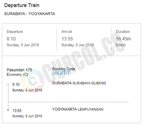 Nota pembelian tiket kereta Pasundan via Traveloka