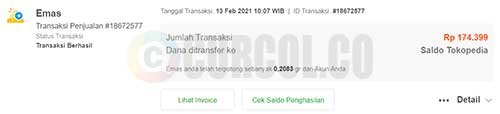 penarikan emas tokopedia