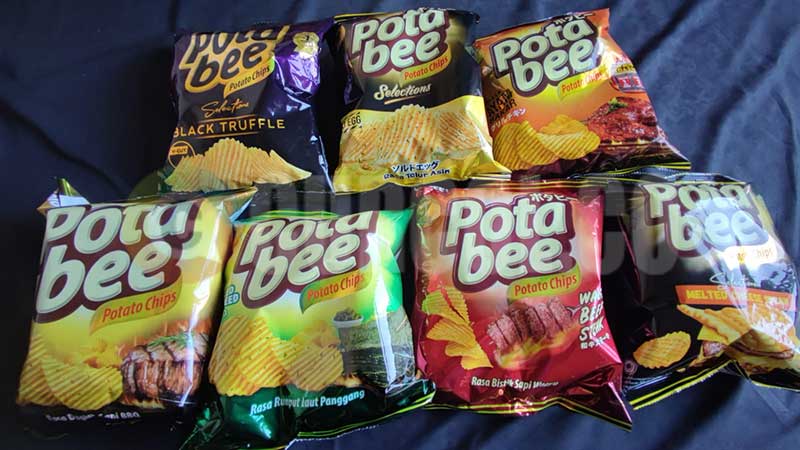 beberapa varian snack potabee potato chips